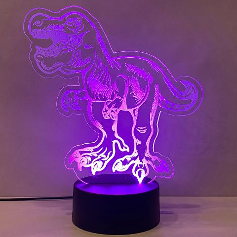 Lampada Tirannosauro rex con Scritta Personalizzata Regplex Base LED RGB