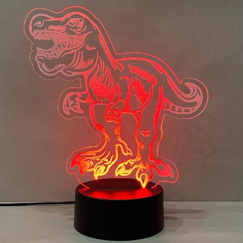 Lampada Tirannosauro rex con Scritta Personalizzata Regplex Base LED RGB