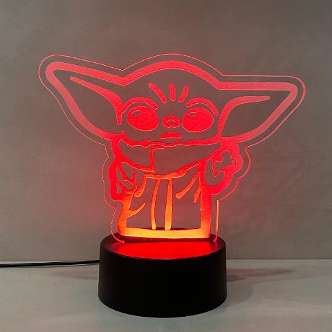 Lampada Baby Yoda - Grogu con Scritta Personalizzata Regplex Base LED RGB