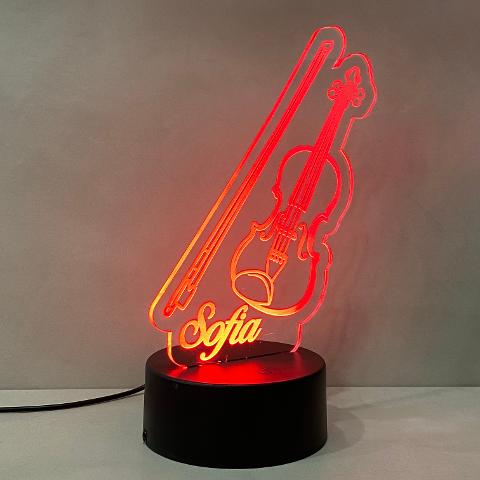 Lampada Violino con Scritta Personalizzata Regplex Base LED RGB
