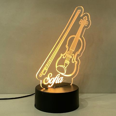 Lampada Violino con Scritta Personalizzata Regplex Base LED RGB