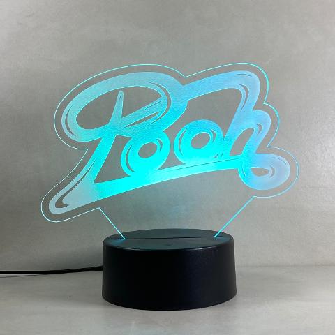 Lampada Pooh con Scritta Personalizzata Regplex Base LED RGB