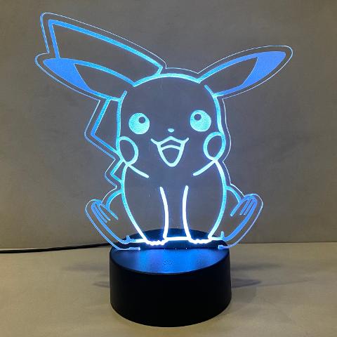 Lampada Pikachu con Scritta Personalizzata Regplex Base LED RGB