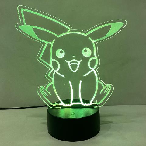 Lampada Pikachu con Scritta Personalizzata Regplex Base LED RGB