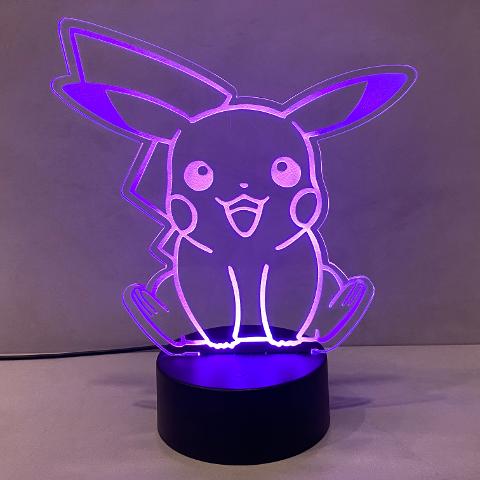 Lampada Pikachu con Scritta Personalizzata Regplex Base LED RGB