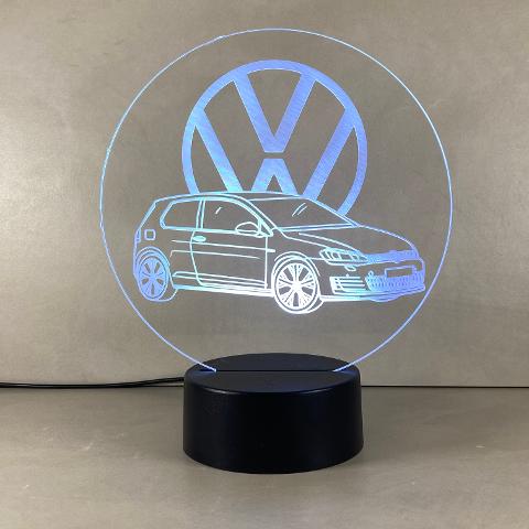 Lampada Volkwagen Golf con Scritta Personalizzata Regplex Base LED RGB