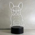 Lampada Bull Dog Francese con Scritta Personalizzata Regplex Base LED RGB