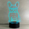 Lampada Bull Dog Francese con Scritta Personalizzata Regplex Base LED RGB
