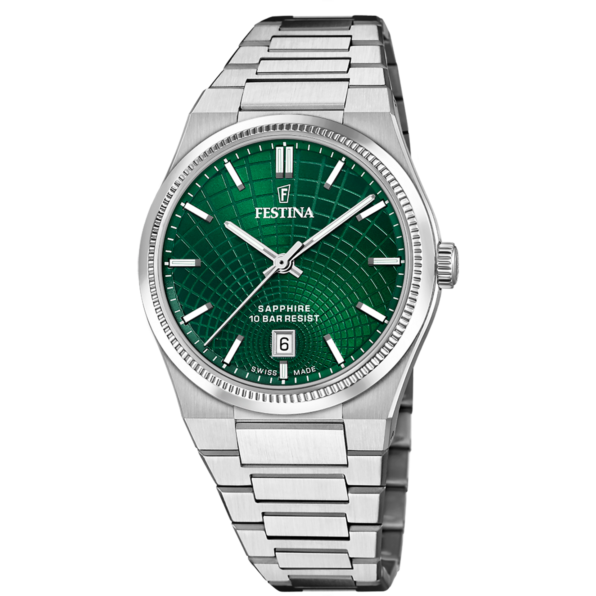Orologio Festina Swiss Made  verde cinghia acciaio inossidabile, uomo Festina Nueva I-size F20051/E