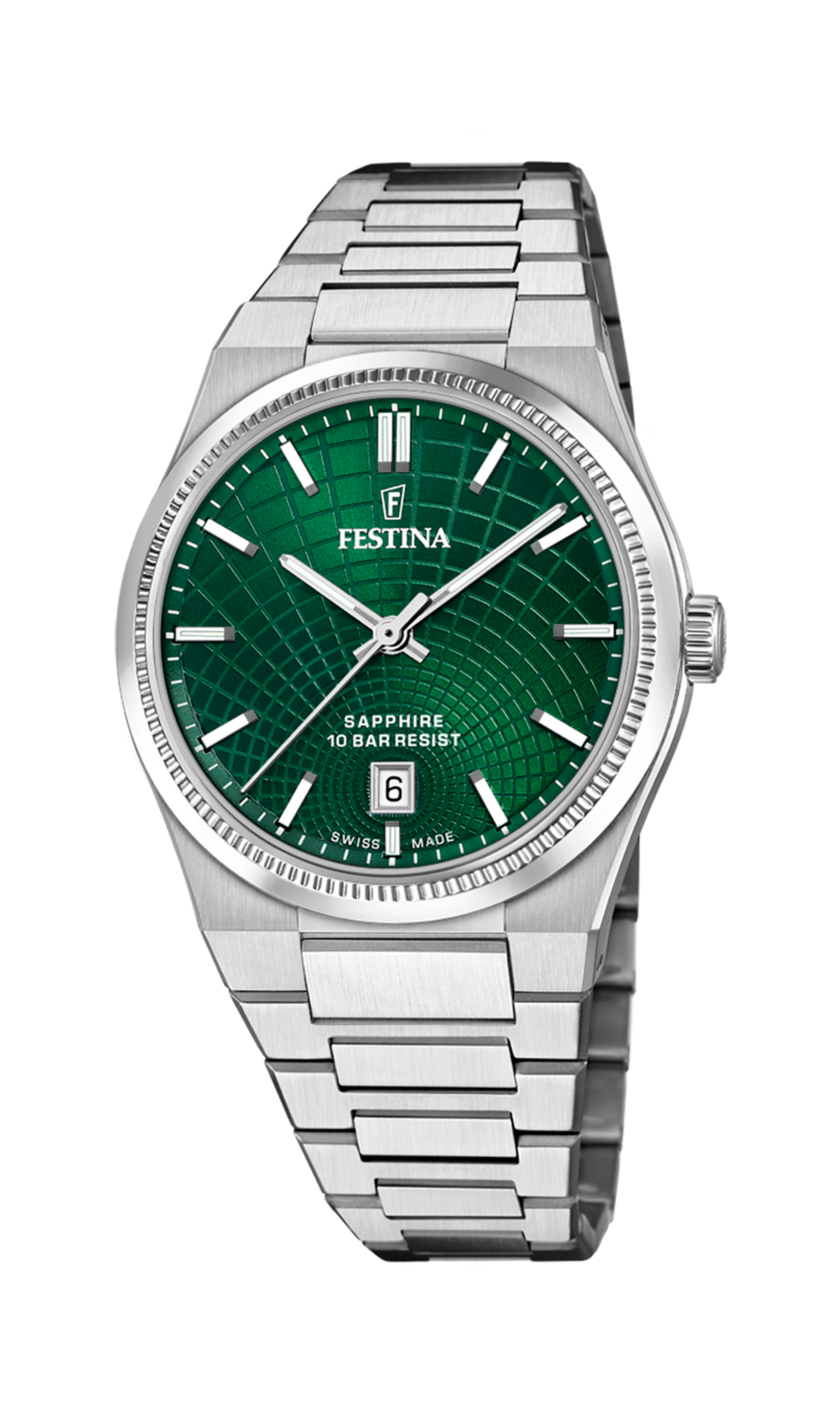 Orologio Festina Swiss Made  verde cinghia acciaio inossidabile, uomo Festina Nueva I-size F20051/E