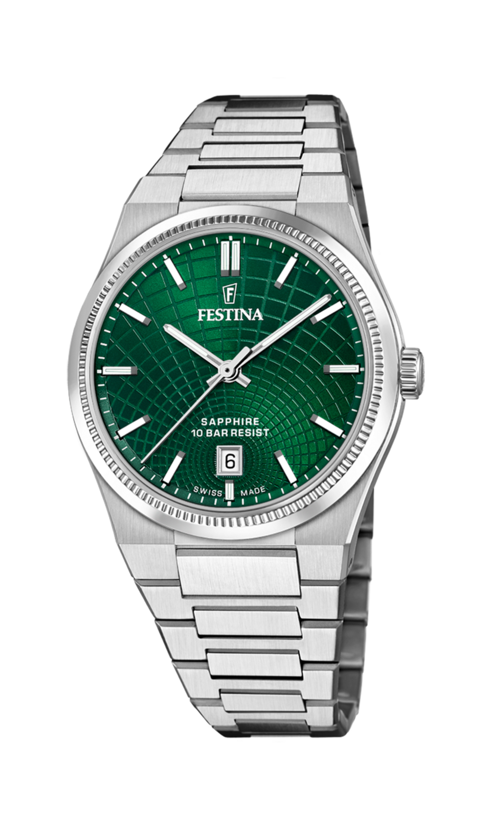 Orologio Festina Swiss Made  verde cinghia acciaio inossidabile, uomo Festina Nueva I-size F20051/E
