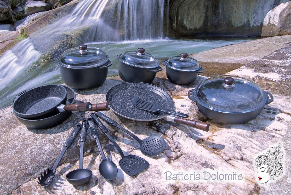 Batterie di Pentole Dolomite in pietra lavica Marilu 21 pezzi