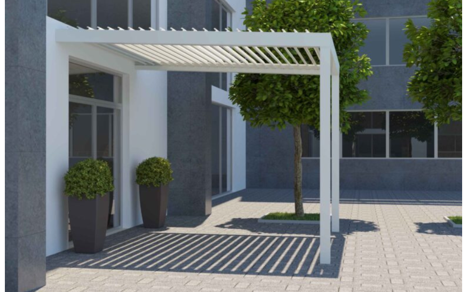 Pergola bioclimatica autoportante a lamelle orientabili MV living BioRoll