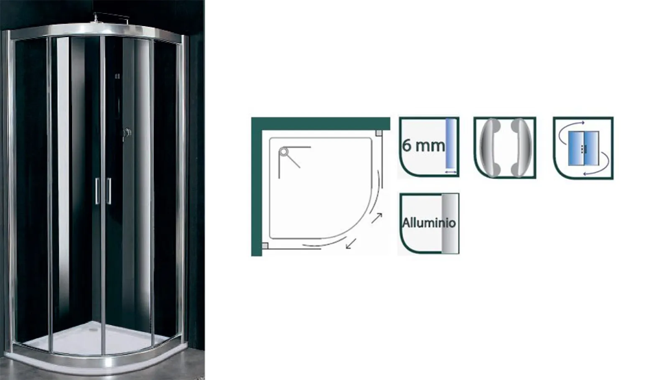 Box Doccia semicircolare a 2 ante scorrevoli + 2 ante fisse Raspante srl Genova