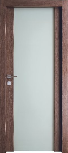 Porta da interno moderna con vetro temperato e telaio in legno Concordia