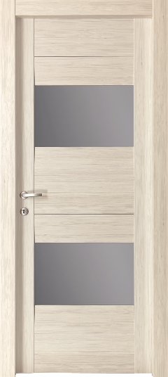 Porta da interno moderna con telaio bianco e vetro satinato e temperato Minerva