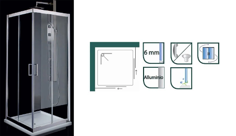 Box Doccia quadrato a 2 ante scorrevoli + 2 ante fisse Raspante srl Lampedusa