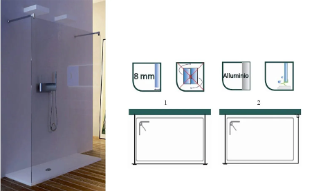 Parete fissa per doccia con cristallo temperato da 8 mm Raspante srl Malaga