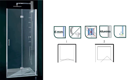 Porta per doccia in vetro con 2 ante pieghevoli Raspante srl Cefalù