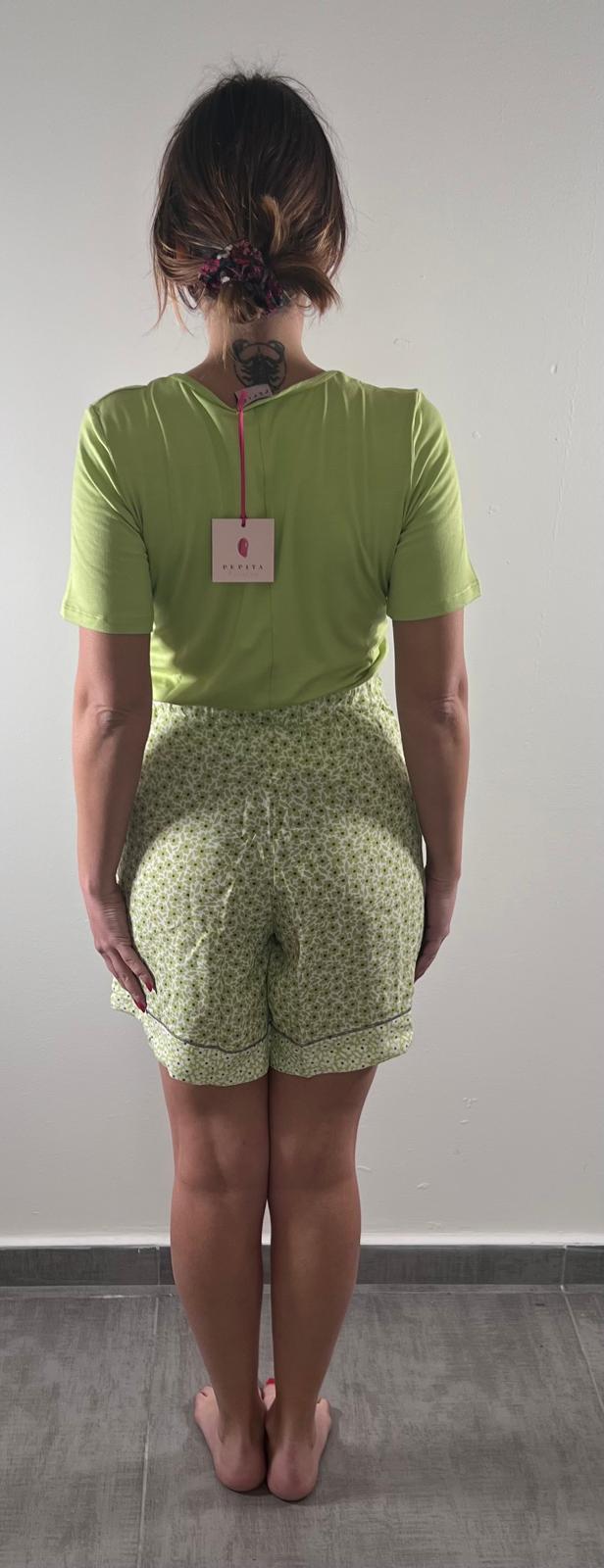 pigiama donna estivo, viscosa , Pepita pepita manica corta pantaloncino 100% viscosa