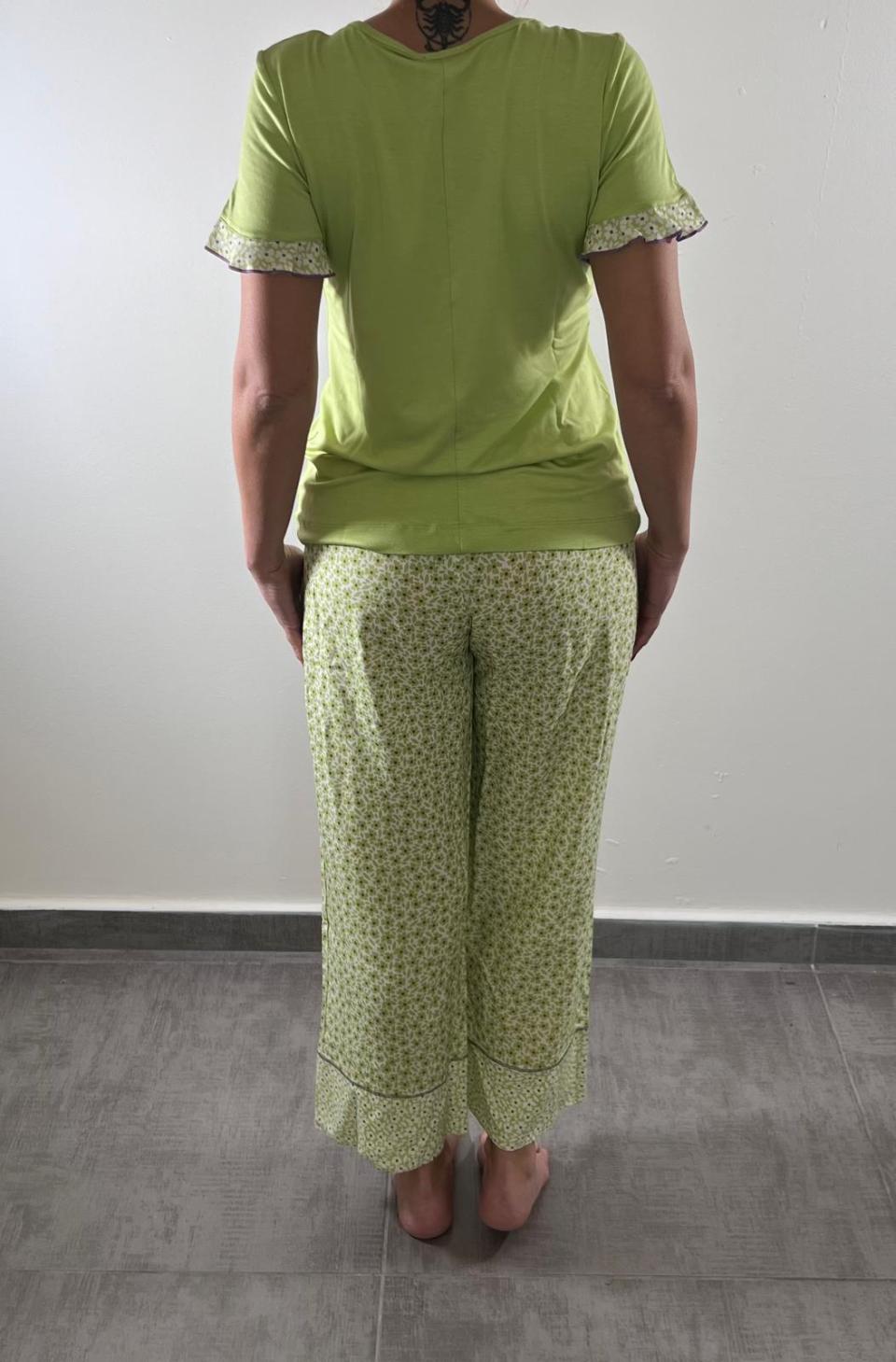 pigiama donna estivo pepita manica corta pantalone lungo100% viscosa