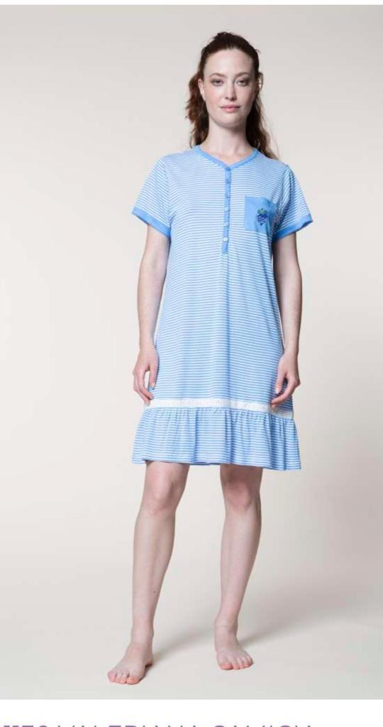 camicia da notte pepita manica corta cotone