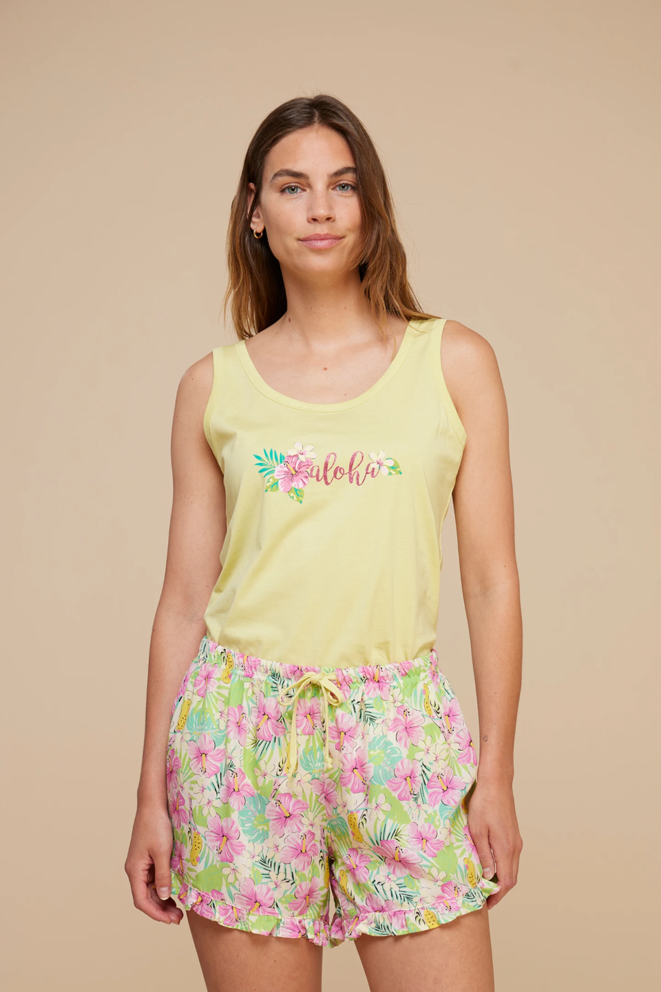 Pigiama donna spalla larga pantaloncino Noidinotte FA 8614
