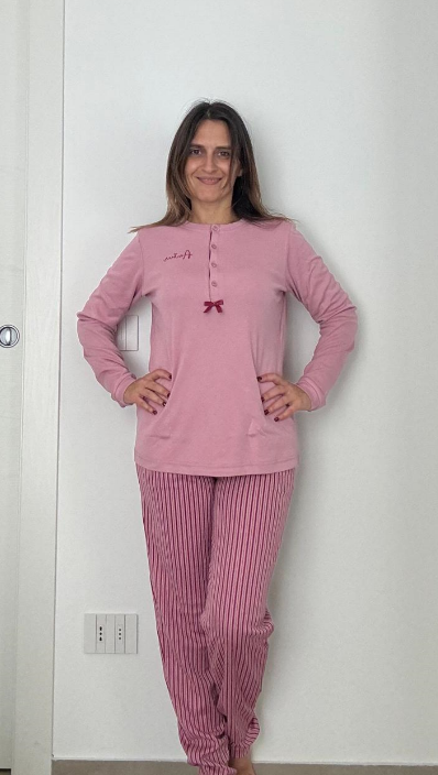 PIGIAMA DONNA ROMANTICO PANTALONE A RIGHE Noidinotte manica lunga