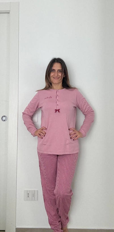 PIGIAMA DONNA ROMANTICO PANTALONE A RIGHE Noidinotte manica lunga