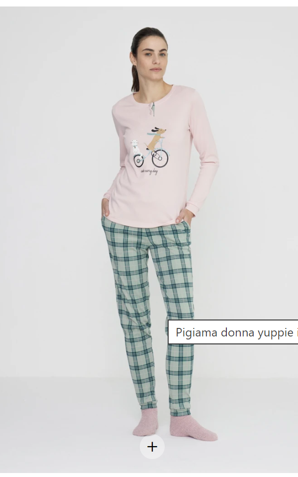 pigiama donna family Noidinotte manica lunga pantalone lungo