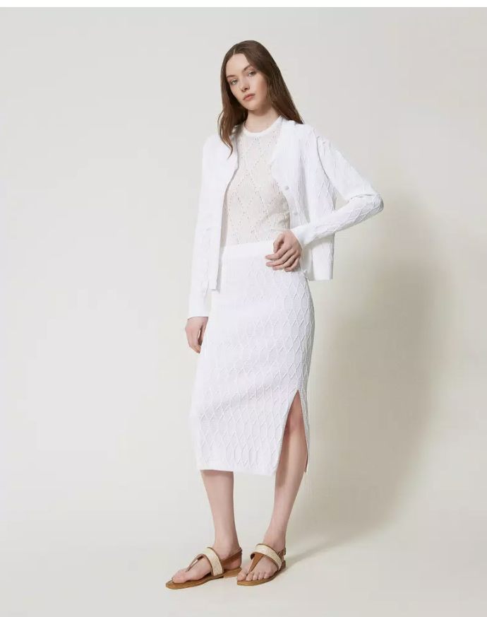 Gonna longuette in maglia twinset a losanghe