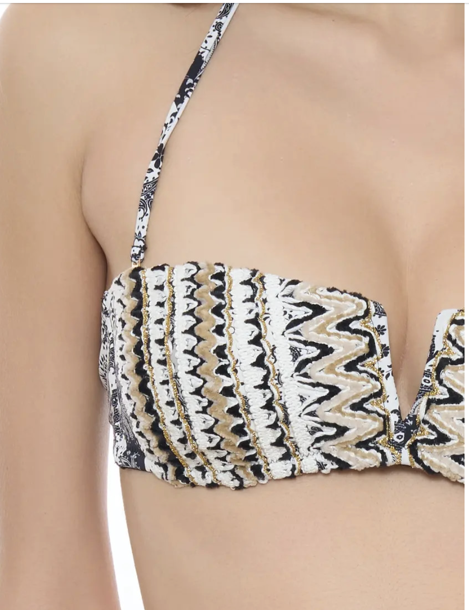 COSTUME A FASCIA CON PASSAMANERIA A CONTRASTO miss bikini FASCIA STECCHE