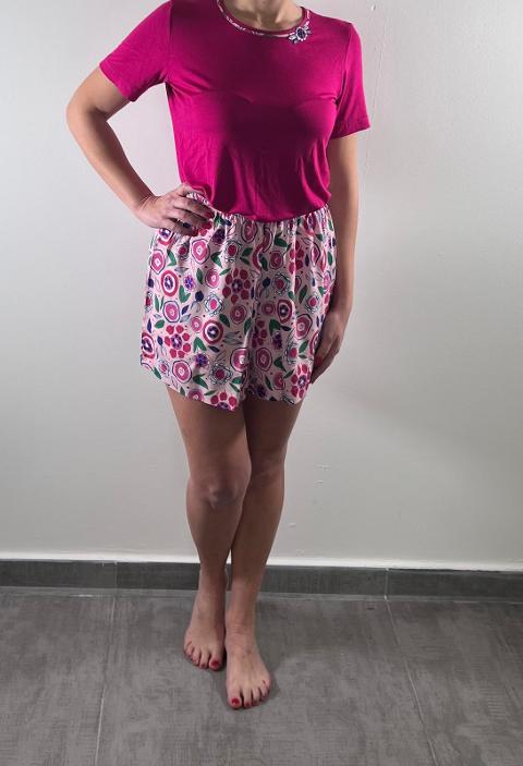 pigiama donna estivo pepita manica corta pantaloncino 100% viscosa