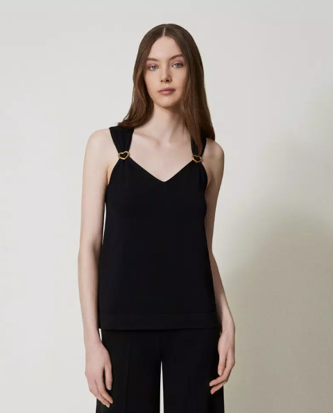 TOP IN MAGLIA CON PASSANTI A CUORE twinset TOP MAGLIA