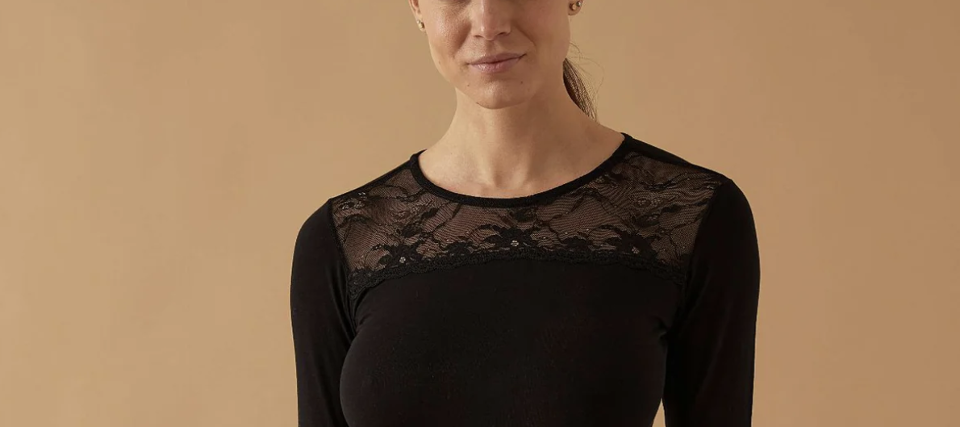 maglia elegante con inserti in pizzo jadea girocollo in pizzo