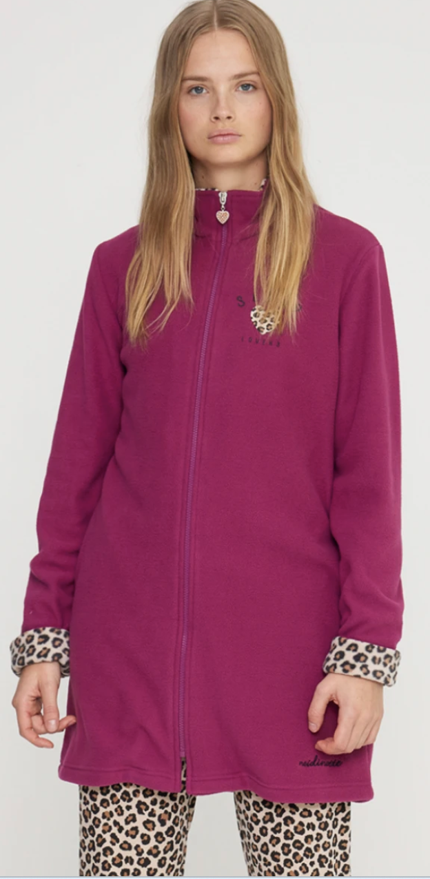 vestaglia donna pile con zip ed inserti Noidinotte micropile  lunghezza media