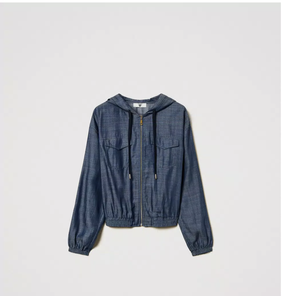 FELPA CON ZIP IN CHAMBRAY twinset FELPA CAPPUCCIO E ZIP