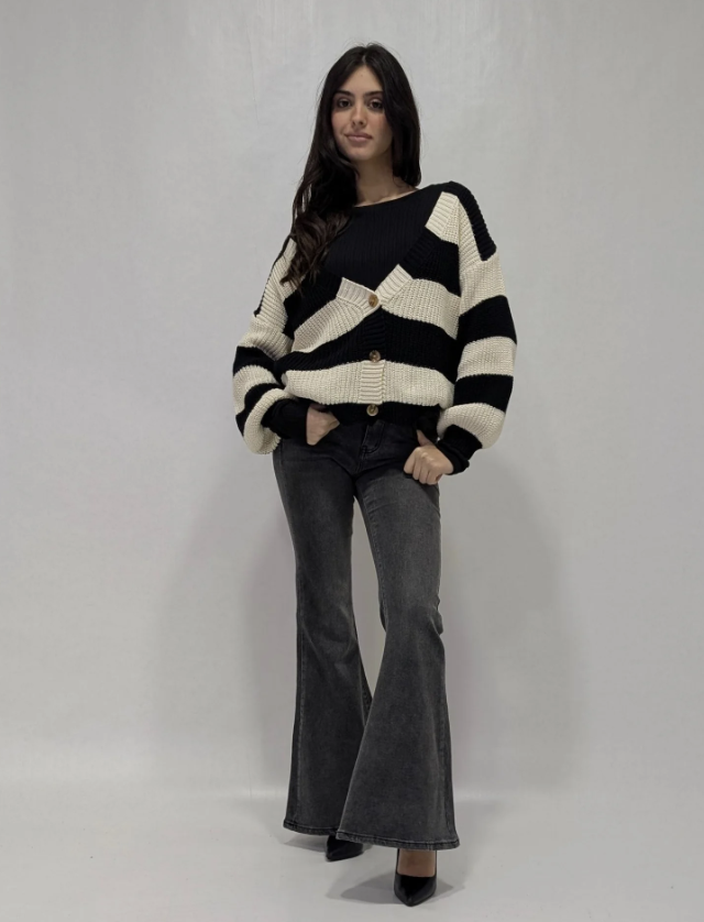 CARDIGAN COTONE A RIGHE EXTYN CARDIGAN A RIGHE CON BOTTONI