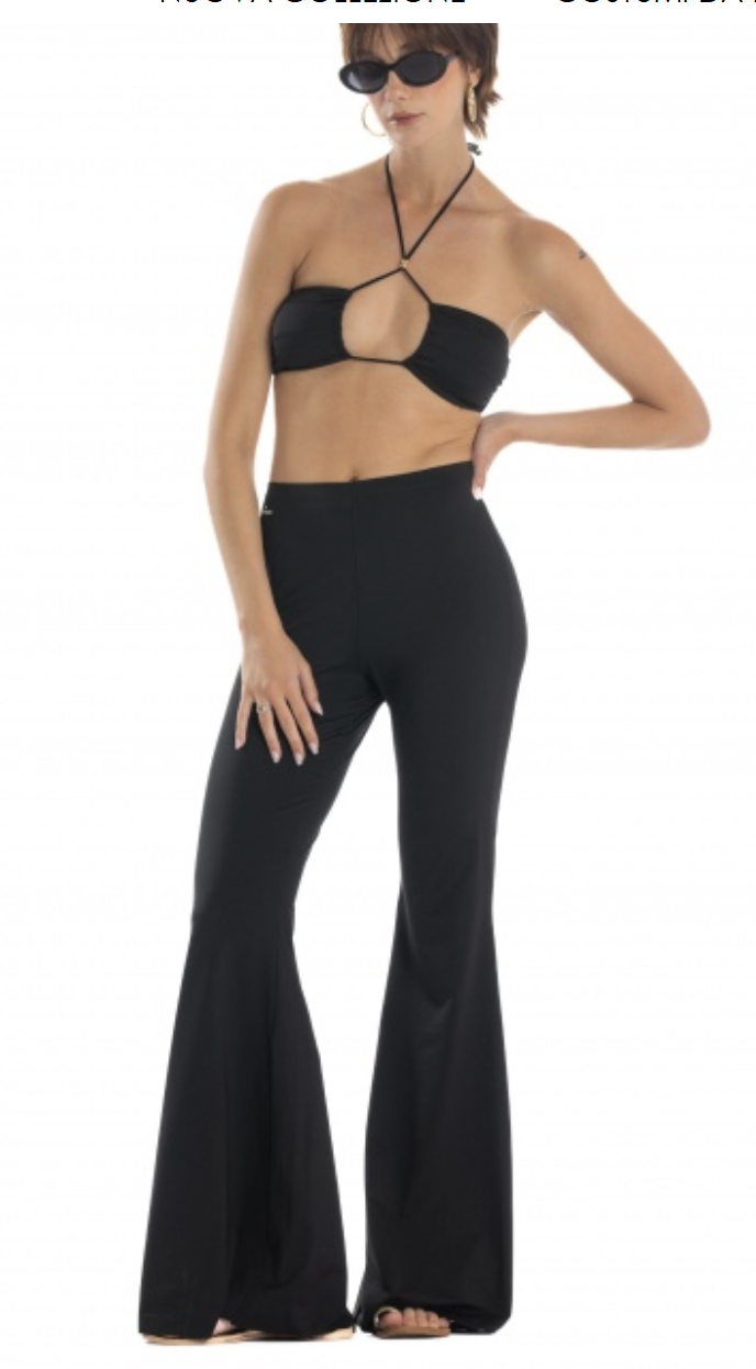 Pantalone in morbida lycra tinta unita. poissondamour a zampa