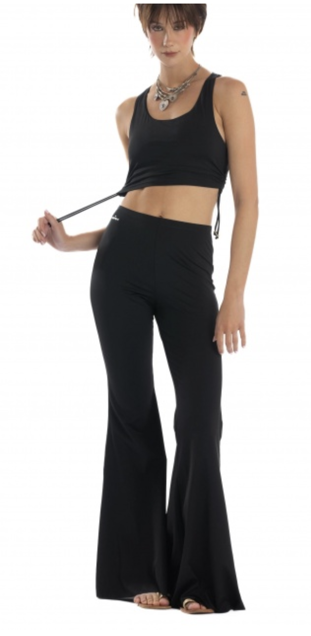Pantalone in morbida lycra tinta unita. poissondamour a zampa