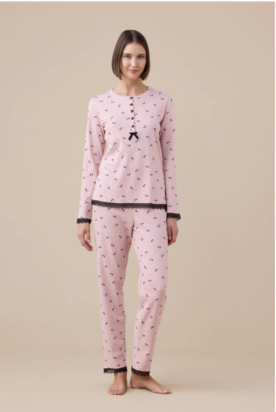 pigiama noidinotte fiocco caldo cotone 5 bottoni Noidinotte manica lunga 5 bottoni