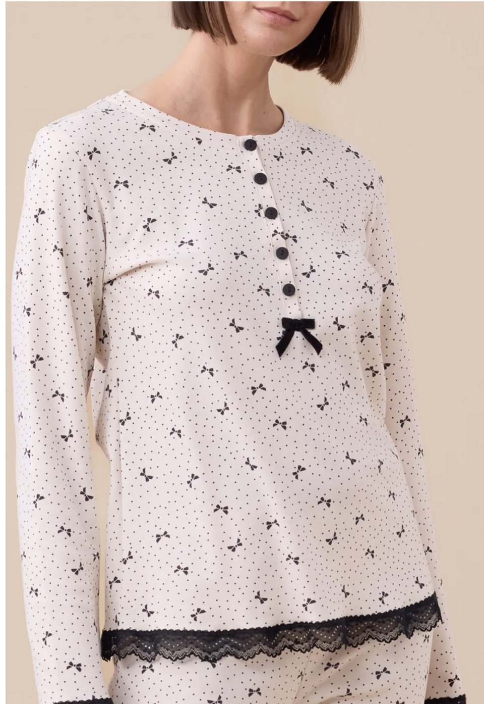 pigiama noidinotte fiocco caldo cotone 5 bottoni Noidinotte manica lunga 5 bottoni