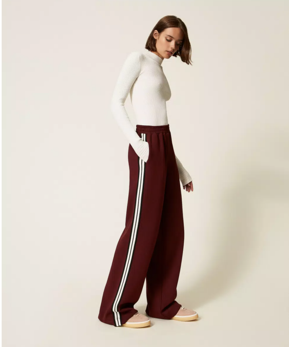 Pantaloni ampi in tessuto scuba della TWIN SET CON BANDE LATERALI twinset a palazzo