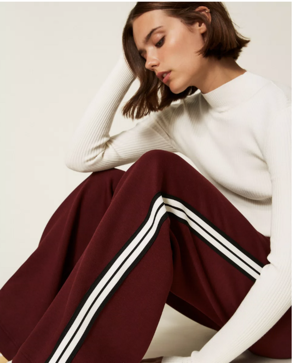 Pantaloni ampi in tessuto scuba della TWIN SET CON BANDE LATERALI twinset a palazzo