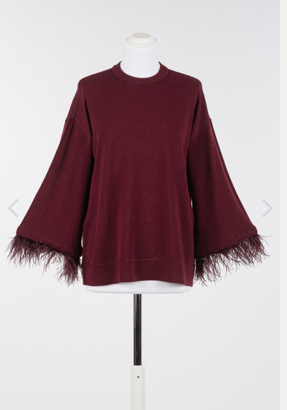 maglia red wine manica campana con piume amovibili twin set maglia  girocollo manica larga