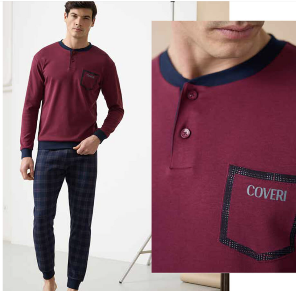 Pigiama uomo enrico coveri in caldo cotone enrico coveri pigiama uomo caldo cotone manica lunga pantalone lungo