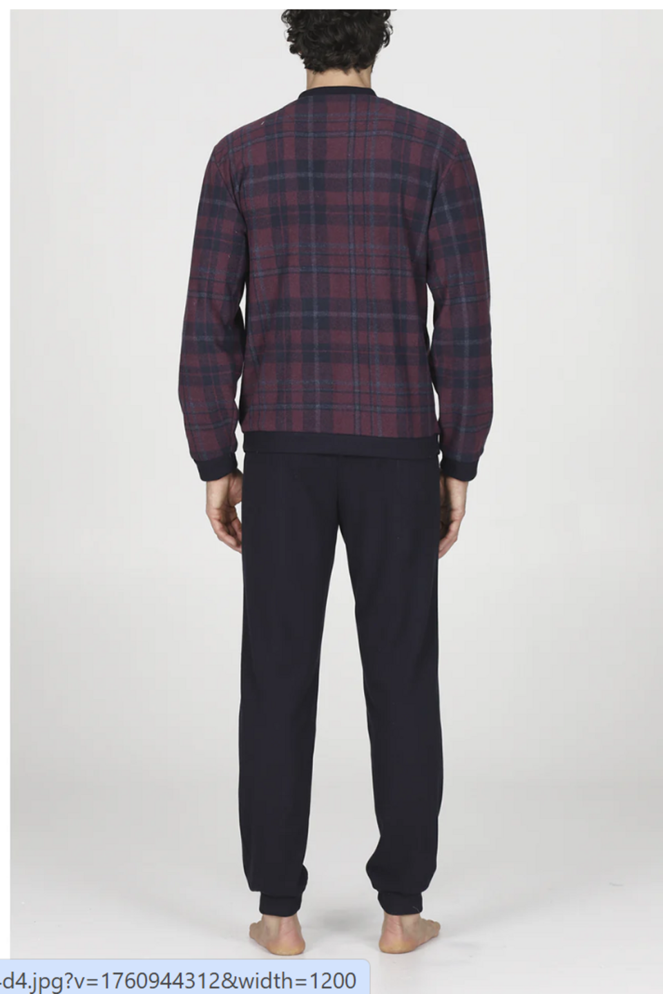 pigiama serafino in confortevole jacquard scozzese bordeaux julipet maglia serafino scozzese pantalone unica tinta