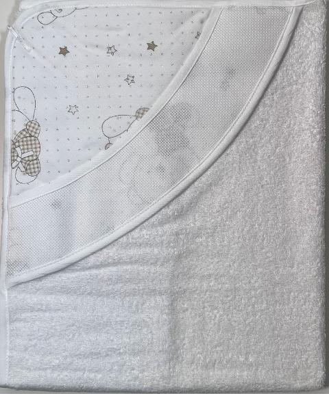 accappatoio neonato in spugna la chiocciolina triangolo ,stampato con tela aida