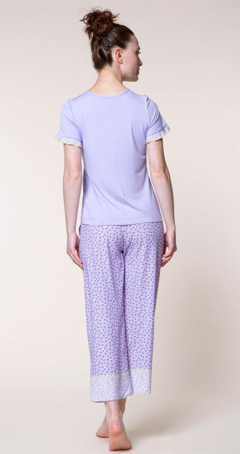 pigiama donna estivo pepita manica corta pantalone lungo100% viscosa