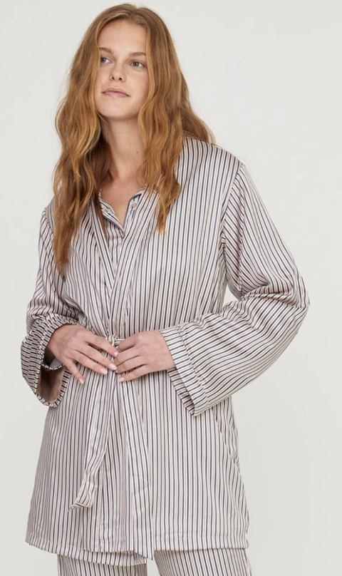 vestaglia doppiata donna double flace Noidinotte righe raso e coral